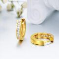 wholesale 14k Gold Channel Set Cubic Zirconia Huggie Hoop Earrings For Women-0-2
