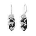 wholesale 925 Sterling Silver Black Crystal Sunflower Vine Drop Earrings For Women-0-0