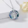 TOUPOP Sterling Silver Blue Crystal Tree Of Life Birthstone Necklace-0-3