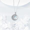 wholesale 925 Sterling Silver Blue Moonstone Crescent & Stars Pendant Necklace-0-3