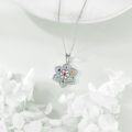 wholesale 925 Sterling Silver Multi-Color Crystal Lotus Flower Pendant Necklace-0-5