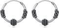 wholesale 925 Sterling Silver Oxidized Bali Bohemian Small Huggie Hoop Earrings 2cm Diameter - Gift Boxed-0-0