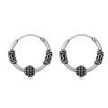 wholesale 925 Sterling Silver Oxidized Bali Bohemian Small Huggie Hoop Earrings 2cm Diameter - Gift Boxed-0-0