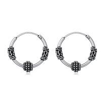 wholesale 925 Sterling Silver Oxidized Bali Bohemian Small Huggie Hoop Earrings 2cm Diameter - Gift Boxed-Bali Hoop Earrings-1