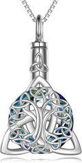 wholesale 925 Sterling Silver Celtic Knot Blue Crystal Cremation Pendant Necklace-0-0