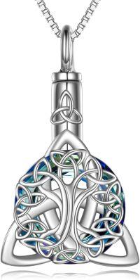 wholesale 925 Sterling Silver Celtic Knot Blue Crystal Cremation Pendant Necklace-5-Celtic
