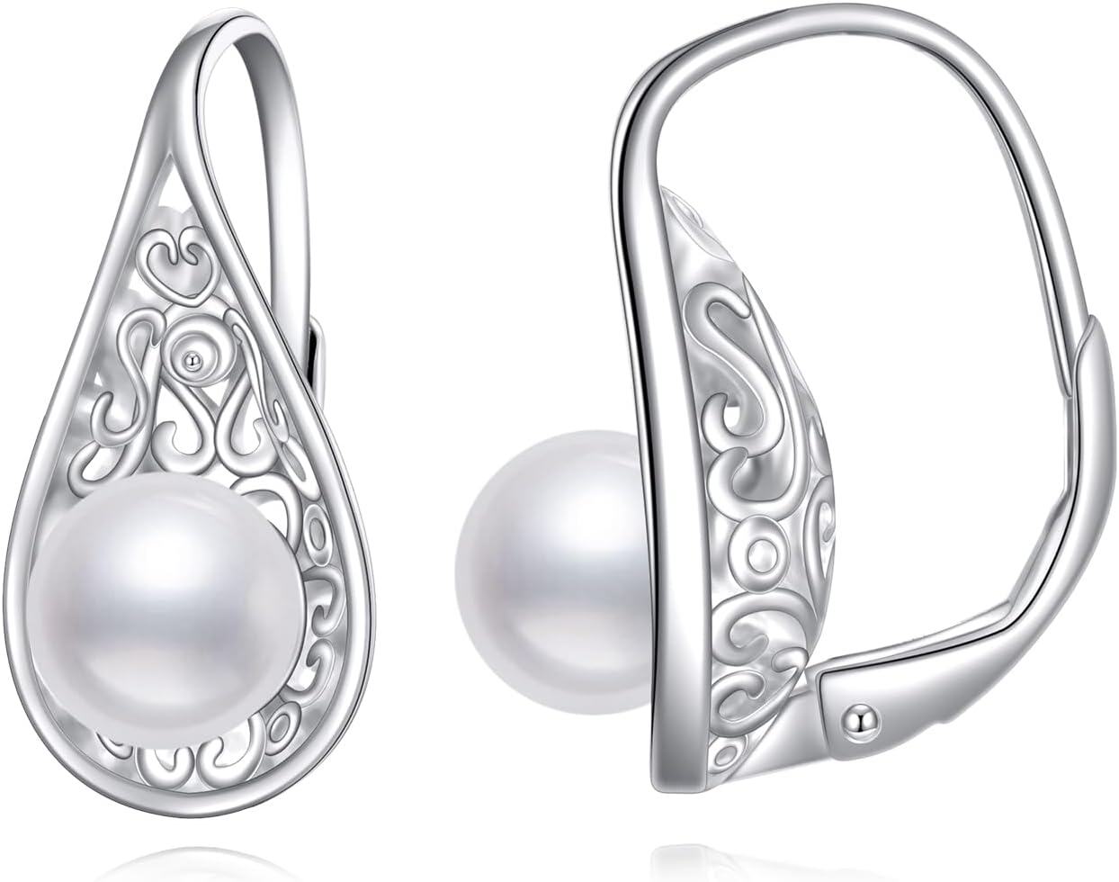 Sterling Silver Birthstone Vintage Teardrop Dangle Earrings for Women-0-0