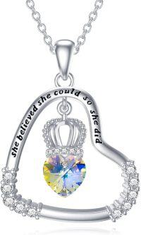 wholesale TOUPOP Graduation Necklace For Her Crown Necklace For Women Sterling Silver Queen Crown Pendant Necklace Engraved She Believed She Could So She Did Graduation Gift For Nurse Women -undefined