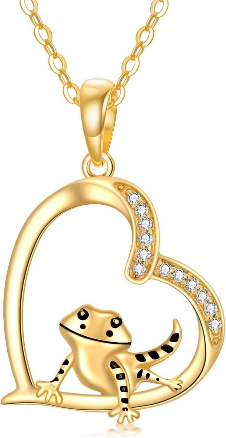 14K Gold 14K Carat Snake Bee Bird Hecate Jewelry Necklace for Women-Bearded Dragon