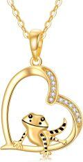 wholesale 14K Gold Heart Gecko Pendant Necklace for Women-0-0