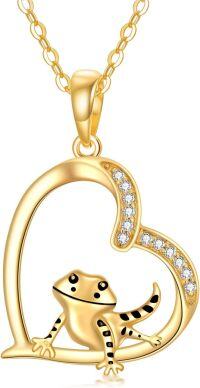 wholesale 14K Gold Heart Gecko Pendant Necklace for Women-Bearded Dragon