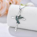 wholesale 925 Sterling Silver Turquoise Ribbon Cross Pendant Necklace s for Women-0-4