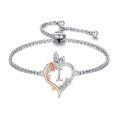 TOUPOP Sterling Silver Rose Heart Butterfly Initial Letter Link Bracelet Jewelry Gift-0-0