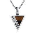 wholesale 925 Sterling Silver Celtic Knot Triangle Tiger Eye Pendant Necklace-0-0