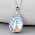 wholesale 925 Sterling Silver Tree of Life Blue Opal Flute Pendant Necklace-0-3