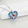 TOUPOP Sterling Silver Crystal Red Cardinal Pendant Necklace Bird Memorial Jewelry Gift-0-4