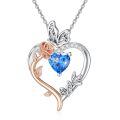 TOUPOP Sterling Silver Topaz Heart Butterfly Pendant Necklace-0-0