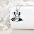 wholesale 925 Sterling Silver Bat Heart Moonstone Pendant Necklace  for Women and Girls-0-2