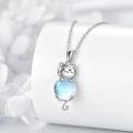 wholesale 925 Sterling Silver Blue Moonstone Cat Pendant Necklace for Women Cats Lover -0-3
