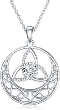 wholesale 925 Sterling Silver 925 with Moissanite Pendant Necklaces for Women - Celtic Knot Design-4-Celtic Moon Necklace