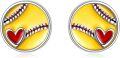 wholesale 925 Sterling Silver Yellow Baseball Heart Stud Earrings for Sports Lovers-0-0