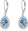 wholesale 925 Sterling Silver Abalone Shell Mermaid Teardrop Dangle Earrings Vintage s for Women-0-0