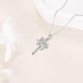 wholesale 925 Sterling Silver Cross Pendant with Butterflies and Berries - Christian s for Women-0-2