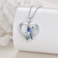 wholesale 925 Sterling Silver Heart-Shaped Bird Pendant Necklace with Blue and Green Accents-0-2