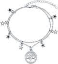 wholesale 925 Sterling Silver Women's Tree Of Life & Stars Charm Bracelet-0-0