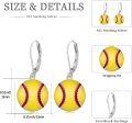 wholesale 925 Sterling Silver Softball Shape Enamel Drop Earrings for Women and Girls-0-5