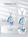 wholesale 925 Sterling Silver Blue Crystal Starfish Pendant Necklace Gift for Women Girls Mom Girlfriend-0-1