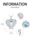 TOUPOP Sterling Silver Birthstone Angel Wings Necklace Pendant Gift-0-1
