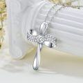 wholesale 925 Sterling Silver 925 with White Cubic Zirconia Pendant Necklaces for Women s - Elegant Cross Design Chain Length: Adjustable from 46cm to 73cm (18-29 inches)-0-3