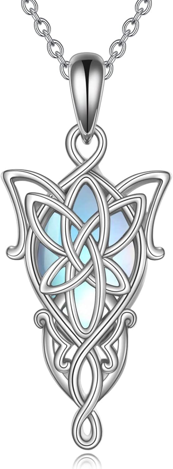 Sterling Silver Stone Arwen Evenstar Pendant Necklace LOTR Inspired Jewelry Gift for Women Men Teens Mothers Day-0-0