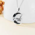 wholesale 925 Sterling Silver Crescent Moon Eagle Pendant Necklace-0-2
