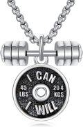 wholesale 925 Sterling Silver Dumbbell Weightlifting Motivational Pendant Necklace Gift for Men Women-0-0