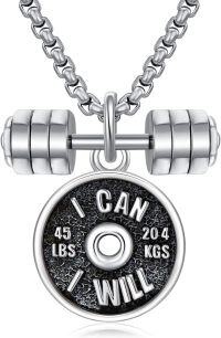 wholesale 925 Sterling Silver Dumbbell Weightlifting Motivational Pendant Necklace Gift for Men Women-Dumbbell
