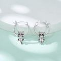 wholesale 925 Sterling Silver Raccoon Hoop Earrings for Women Girls Cute Cartoon  38mm Diameter-0-3
