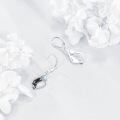 wholesale 925 Sterling Silver Moonstone Black Cat Drop Earrings for Women Girls Gift Jewelry Accessories 4cm Long-0-4