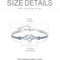 wholesale 925 Sterling Silver Blue Crystal Infinity Heart Bracelet with Engraved Message for Women-0-3