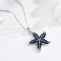 wholesale 925 Sterling Silver Starfish Pendant Necklace with Blue Stone Ocean Theme Beach Jewelry for Women Girls Gifts 45cm Chain Length-0-1