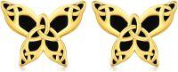 wholesale Gold 925 Sterling Silver Celtic Knot Butterfly Stud Earrings with Black Onyx Inlay for Women-A01-Gold