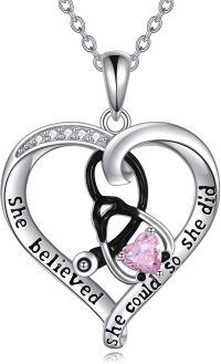 wholesale 925 Sterling Silver She Believed So She Did Heart Necklace-10 Oct-Tourmaline