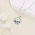 wholesale 925 Sterling Silver Mountain Pendant Necklace Wholesale with Turquoise Stone and Mustard Seed Christian Faith s for Women Girls-0-3