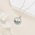 wholesale 925 Sterling Silver Created Turquoise Mountain Gold Sun Pendant Necklace For Women-0-3