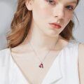 wholesale 925 Sterling Silver Heart Pendant Necklace I Love You Forever Mother Daughter Embrace Pink Crystal-0-3