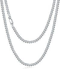 wholesale Sterling Silver White Gold Plated 3mm Flat Cuban Link Curb Chain Necklace 18 26 -22 Inch