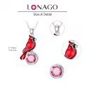 wholesale Sterling Silver & Cubic Zirconia Cardinal Birthstone Necklace - 25mm Memorial Gift for Women, 18+2 Chain, Hypoallergenic Angel Symbo-0-4