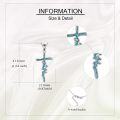 wholesale 925 Sterling Silver Turquoise Stone Inlay Cross Pendant Necklaces for Women and Men Christian -0-4