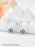 TOUPOP Sterling Silver Softball Golf Volleyball Soccer Football Basketball Hoop Earrings Sports Jewelry-0-2